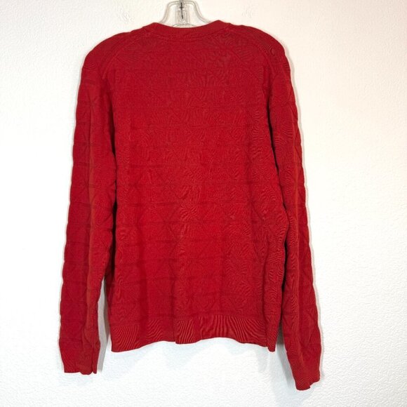 Ted Baker Sweater Red Orange Crew Neck Holiday Large - Picture 4 of 11